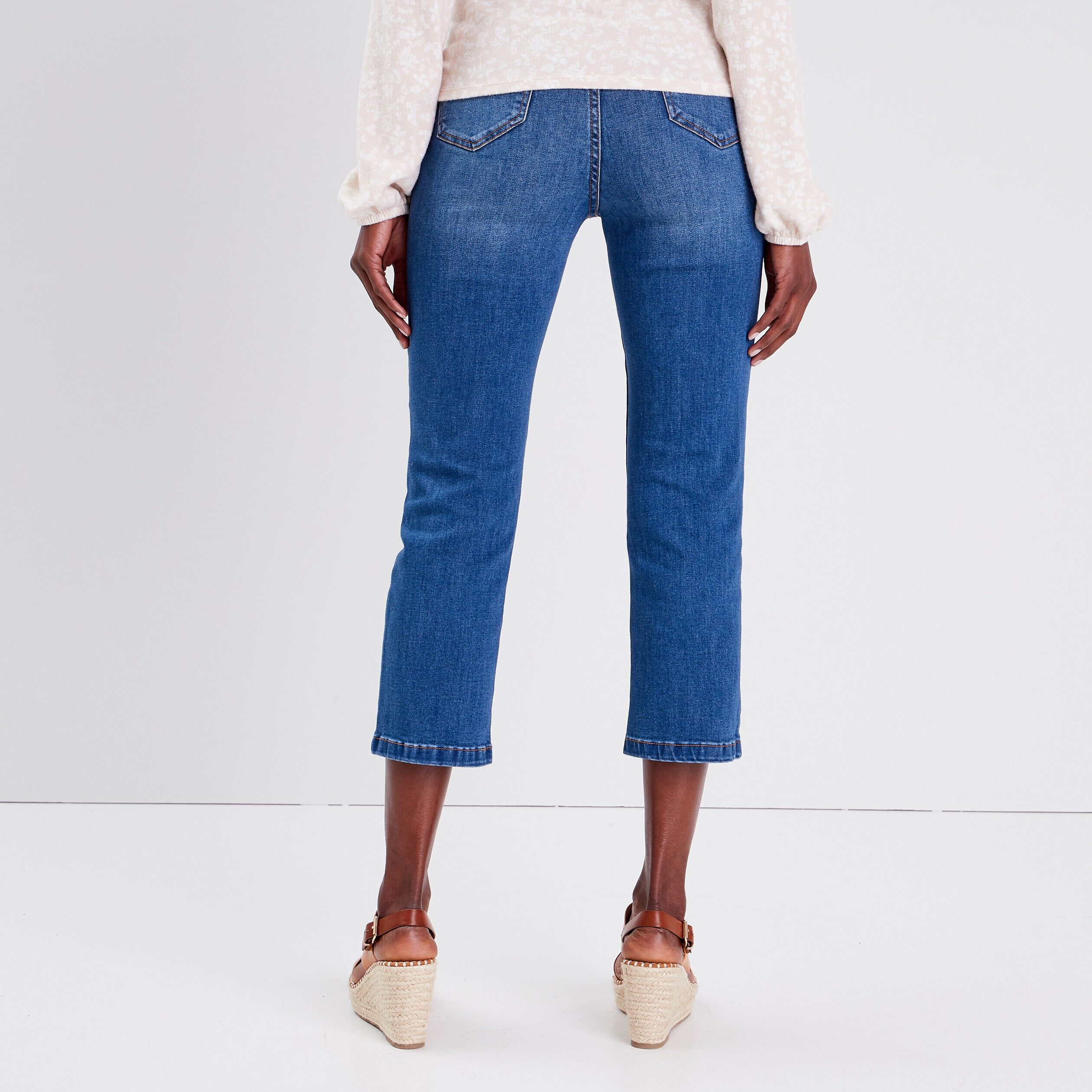 Pantacourt slim en jeans denim double stone femme | Cache Cache
