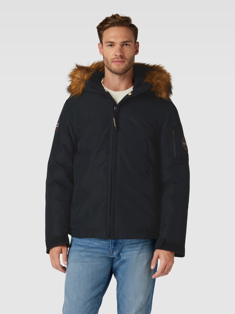 Jacke mit Kunstfellbesatz Modell 'EXPLORER' in schwarz
