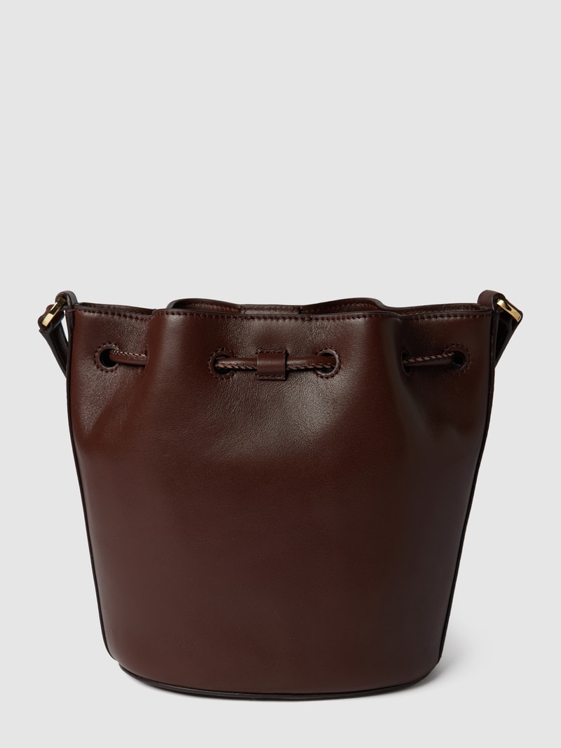 Bucket Bag mit Applikation Modell 'ANDIE 19-DRAWSTRING-MEDIUM' in dunkelbraun