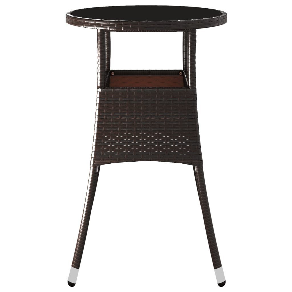 vidaXL Gartentisch Gartentisch Ø60x75 cm Hartglas und Poly Rattan Braun (1-St)