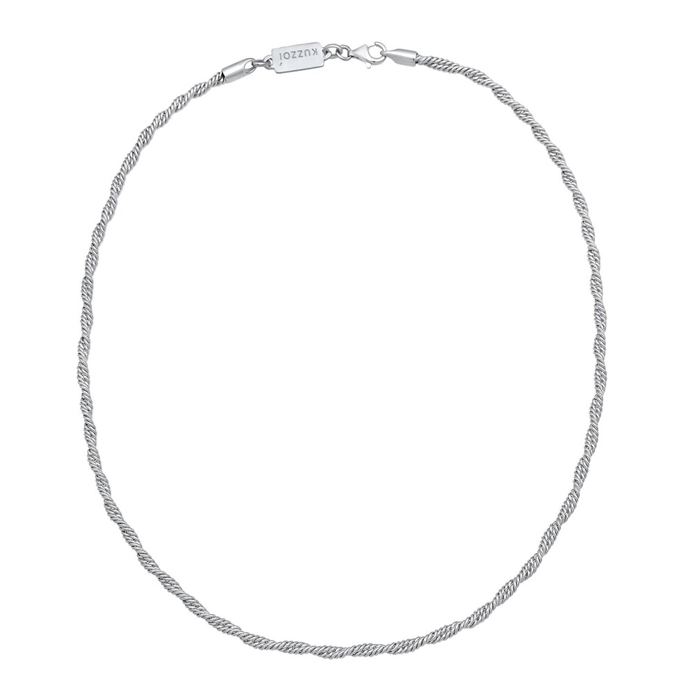 KUZZOI KUZZOI Collier Hommes Cordon Basique Torsadé en Argent Sterling 925 collier