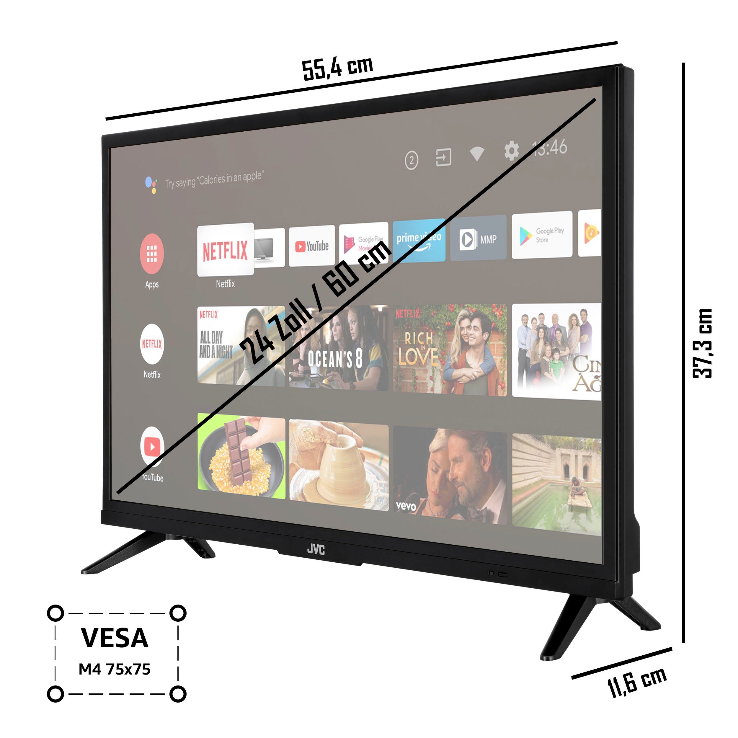 JVC LT-24VAH3255 LCD-LED Fernseher (60 cm/24 Zoll, HD ready, Android TV, Smart-TV)