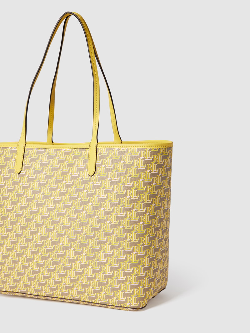 Tote Bag mit Allover-Label in gelb