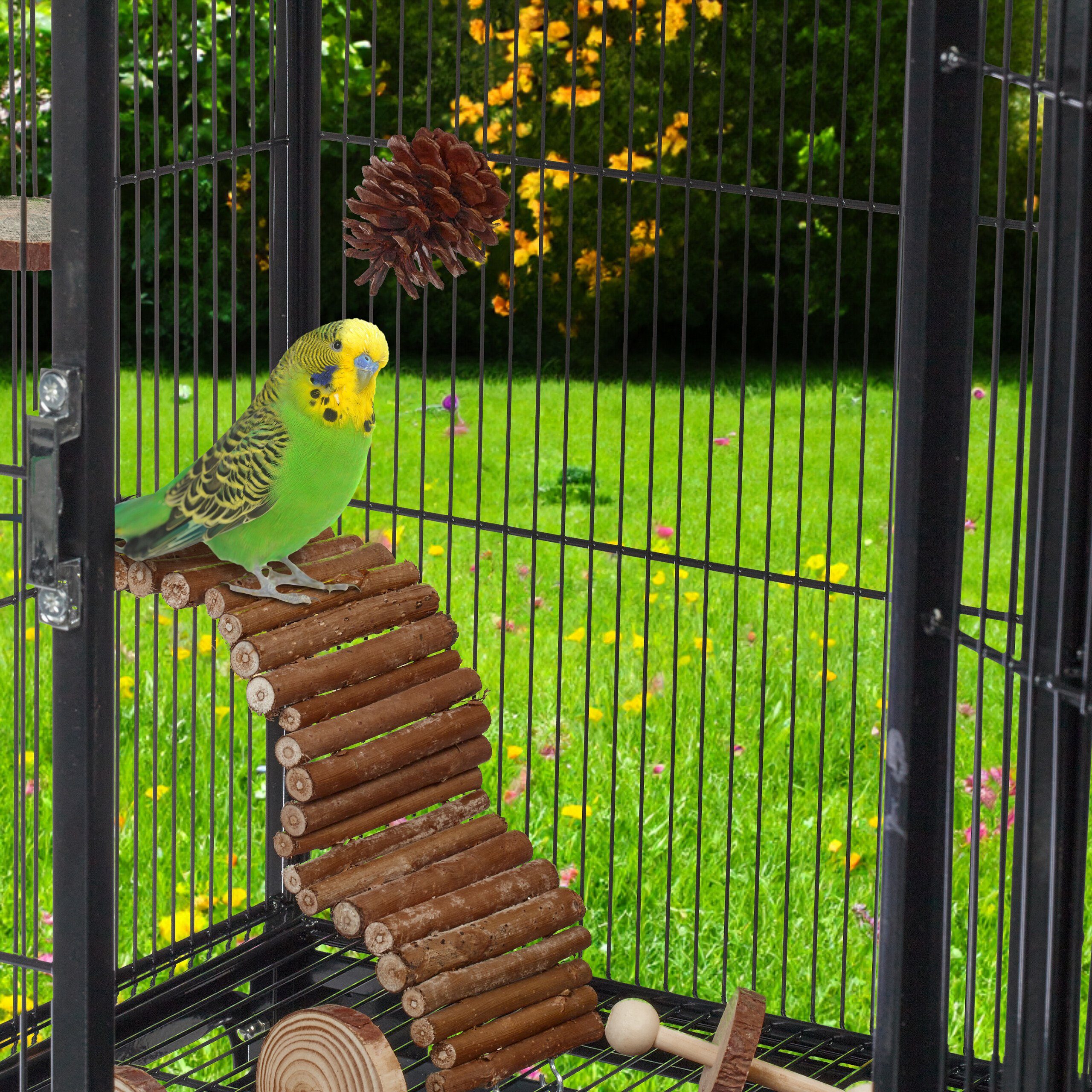 relaxdays Vogelspielplatz 8-teiliges Vogelspielzeug