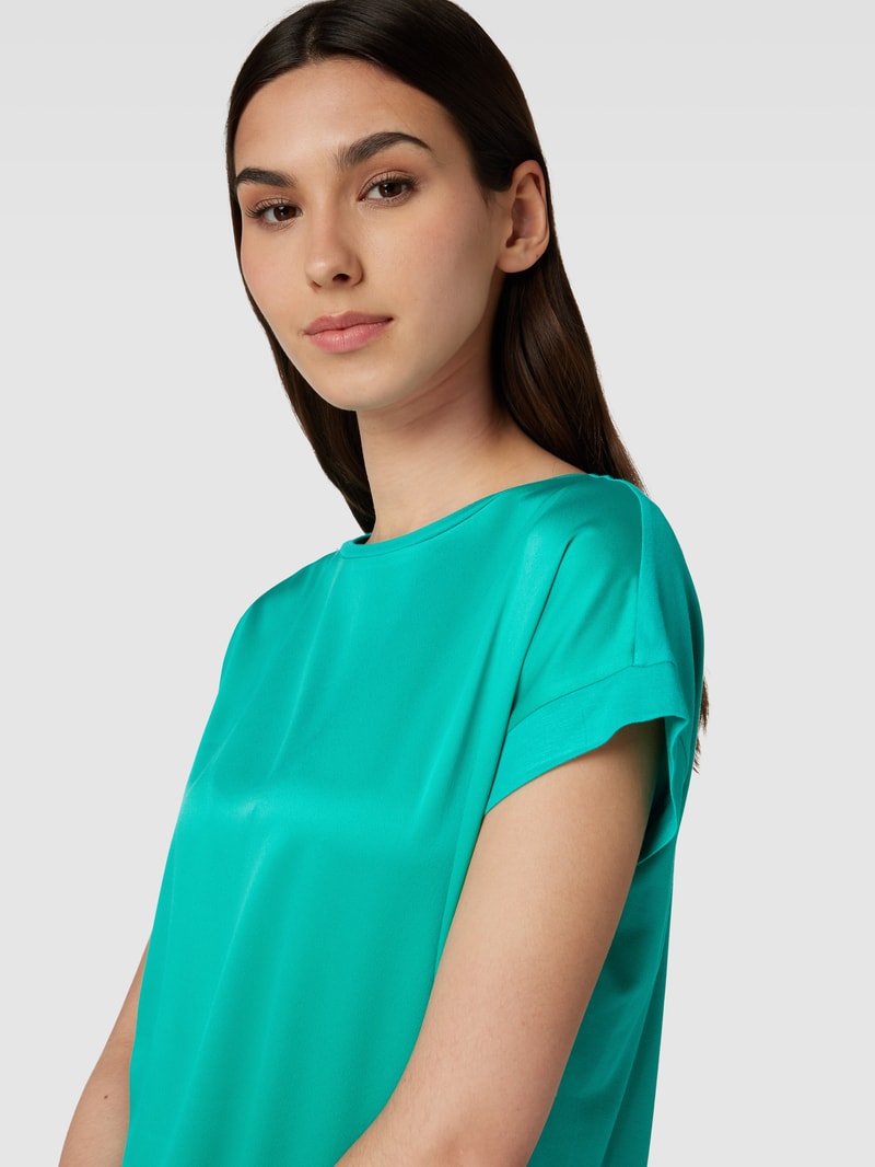 T-Shirt in Satin-Optik in türkis