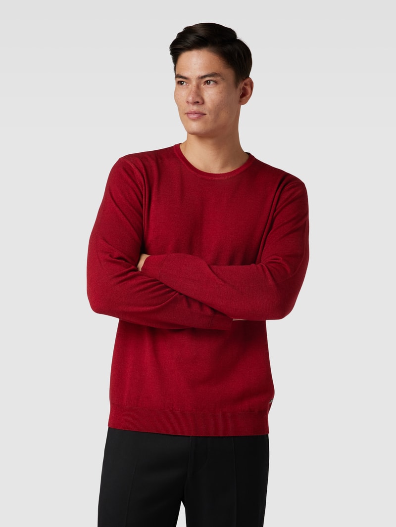 Strickpullover aus Wolle mit Rundhalsausschnitt in rot