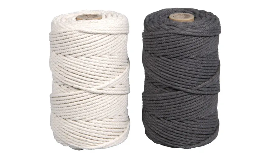 Rayher Makramee Garn-Set Grau 2,2mm ø 140 m