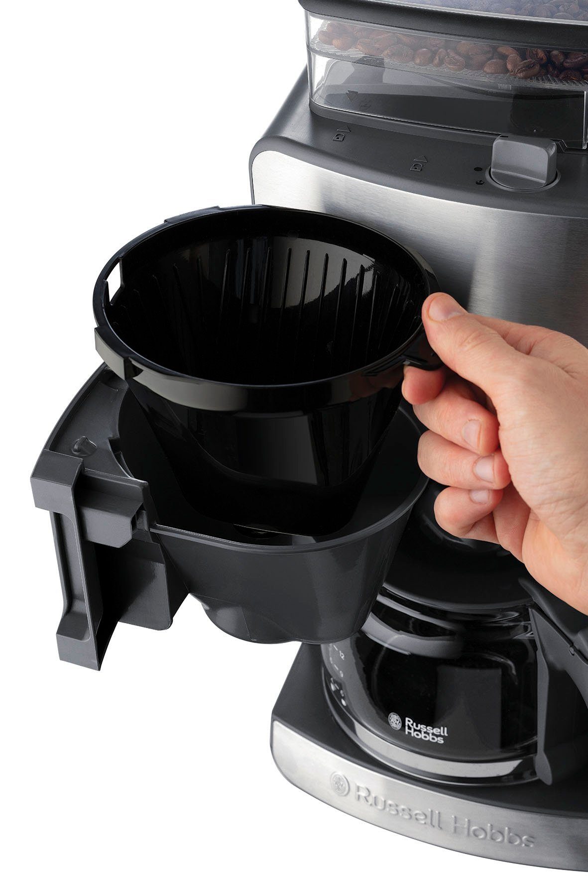 RUSSELL HOBBS Kaffeemaschine mit Mahlwerk Grind & Brew 25610-56, 1,25l Kaffeekanne, Papierfilter 1x4