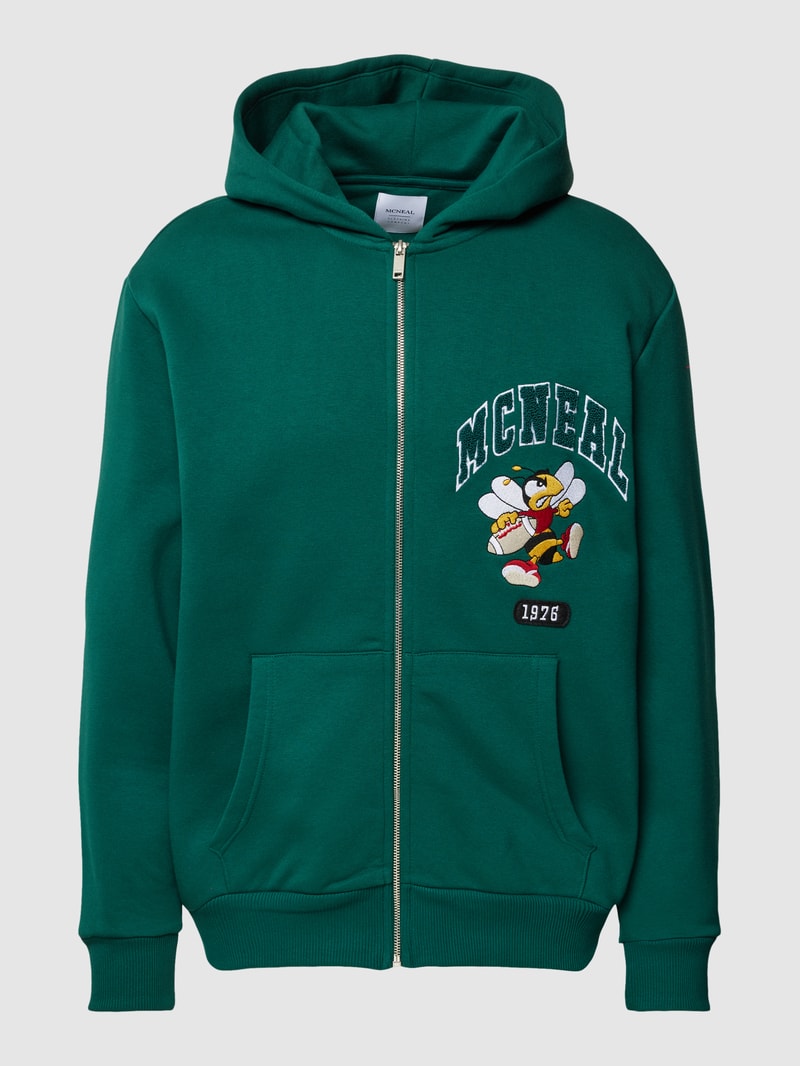 Sweatjacke mit Kapuze in dunkelgrün
