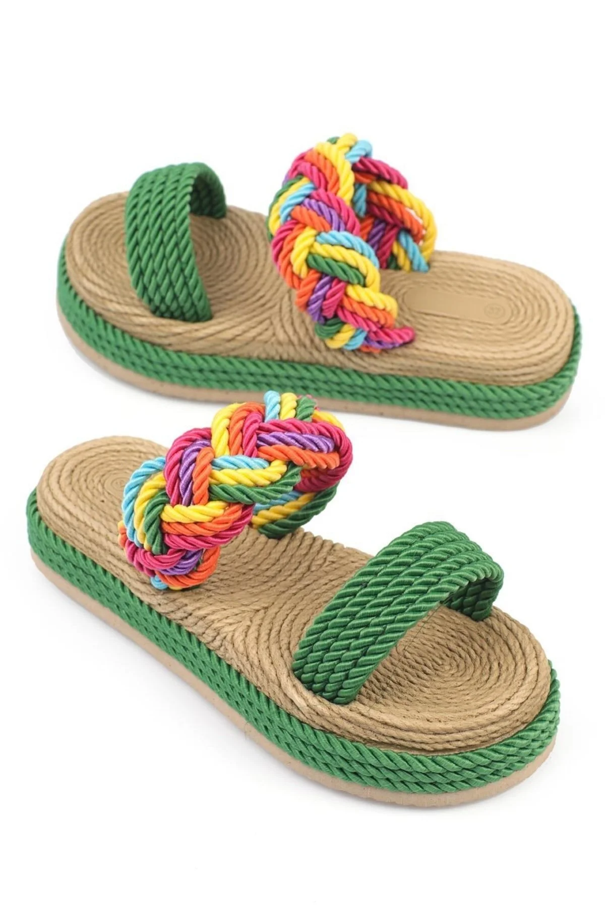 Capone Outfitters  Capone Wedge Heel String Multi Green Damen-Hausschuhe