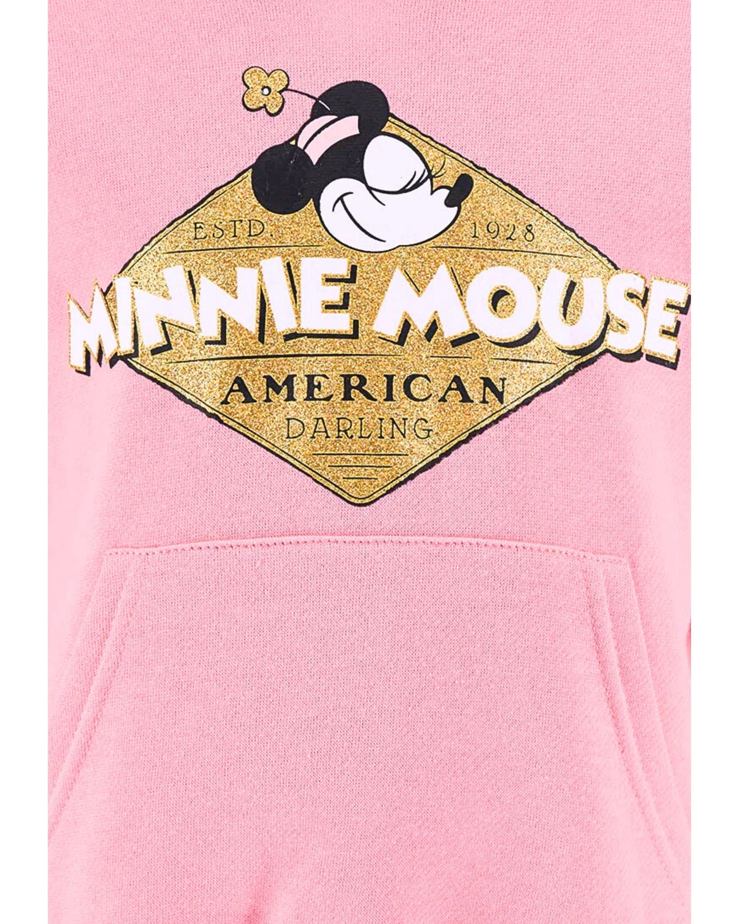 Minnie Mouse Hoodie Minnie Maus Mädchen Kapuzenpullover mit Glitzer