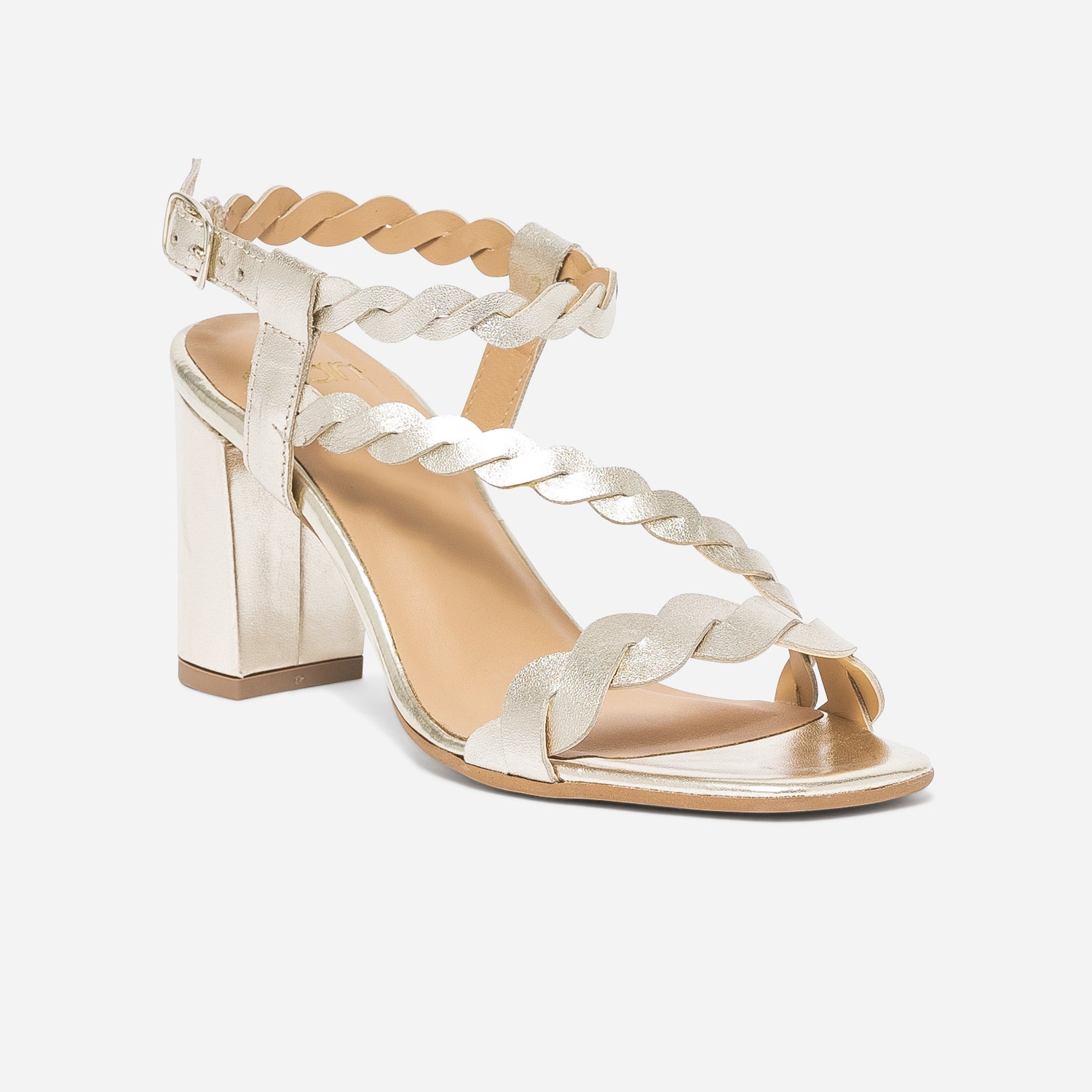 Sandale dorée en cuir