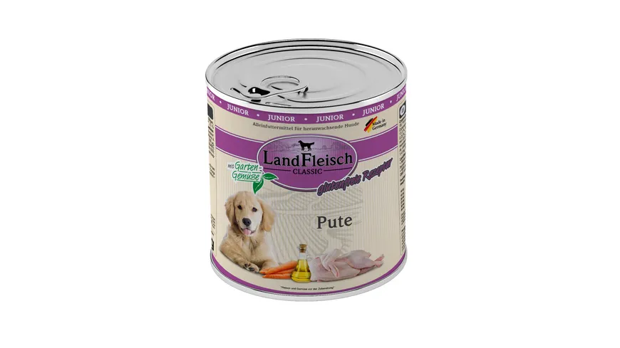 LandFleisch Classic Junior Hundenassfutter Pute mit Gartengemüse 800 g