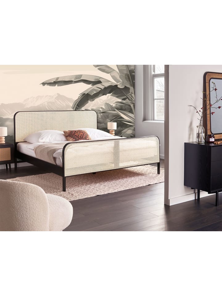Beliani Doppelbett GONFARON in Schwarz/Braun - (W) 186 x (H) 108 x (L) 209 cm günstig kaufen onesize
