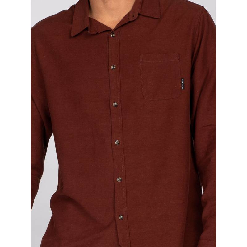 RUSTY OVERTONE LONG SLEEVE LINEN SHIRT Langarmhemd Herren