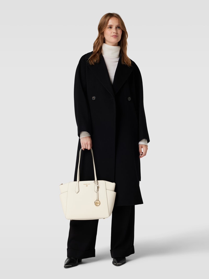 Shopper aus Leder mit Label-Detail Modell 'MARILYN' in ecru