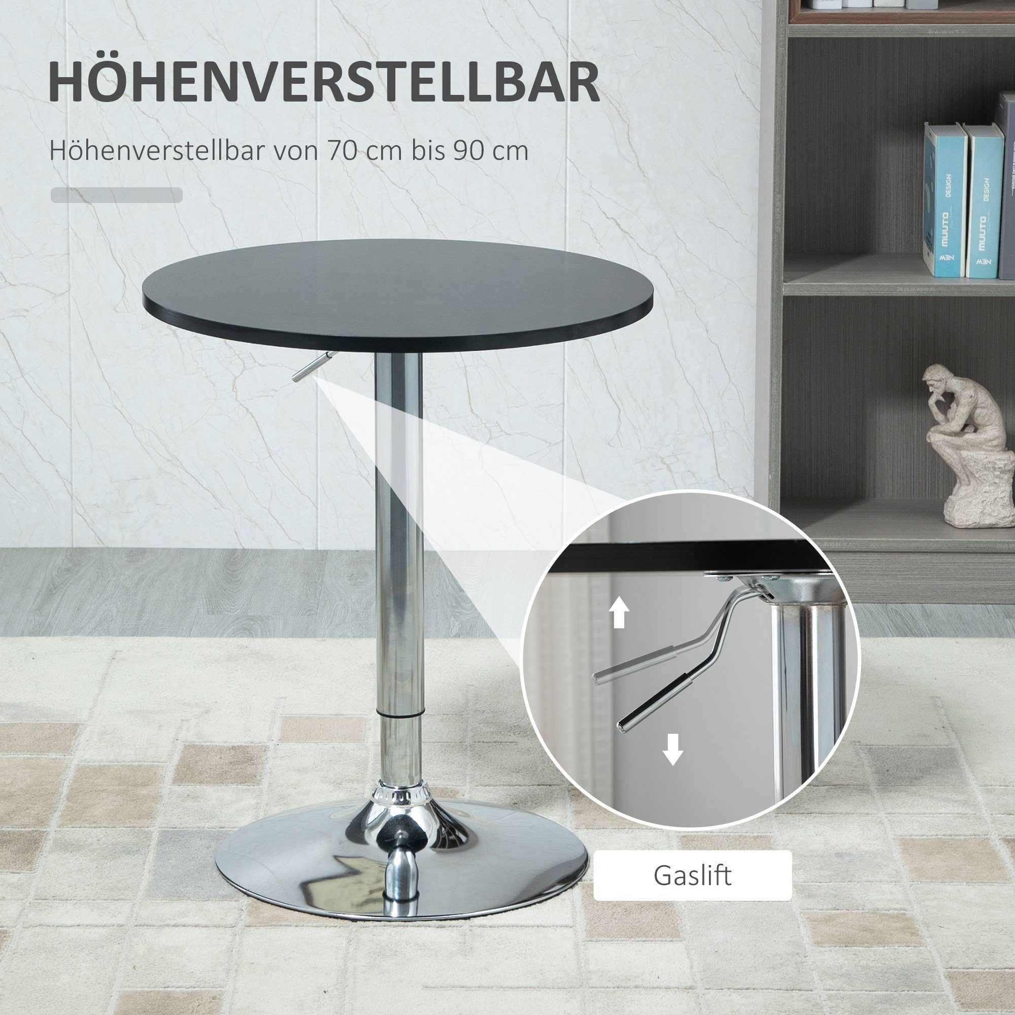 HOMCOM Bartisch Bartisch (Set, 1-St., Bartisch), Esstisch Drehtisch höhenverstellbarer Bistrotisch
