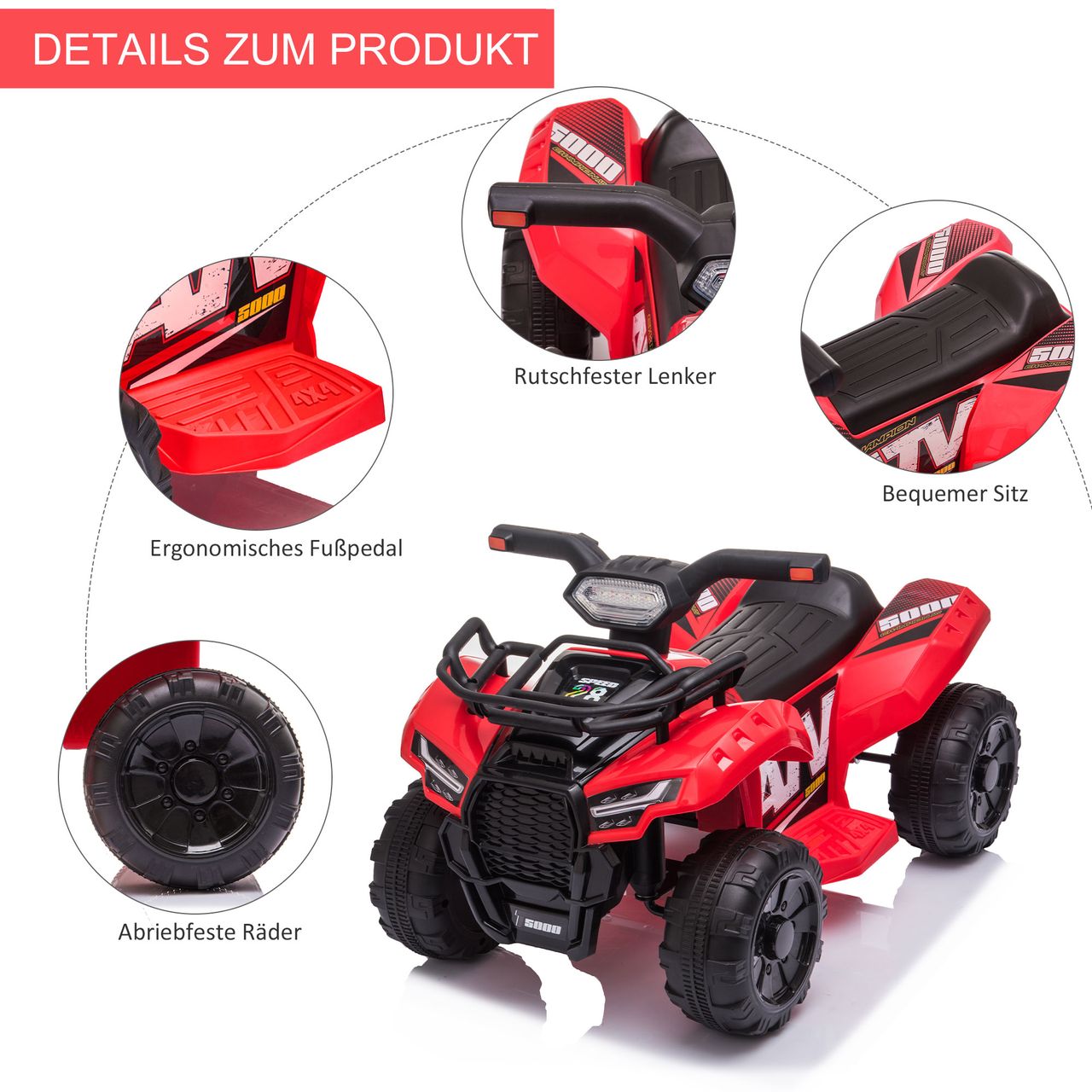 HOMCOM Mini Elektro-Quad Kinder Elektro ATV Kinderwagen Kinderauto Rot