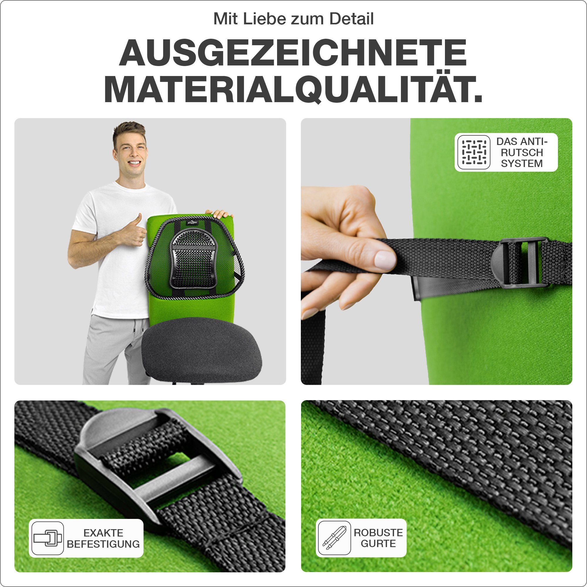 Donnerberg Stuhlkissen RS-381, Lordosenstütze Lendenkissen Rückenstütze für Auto Stuhl Büro