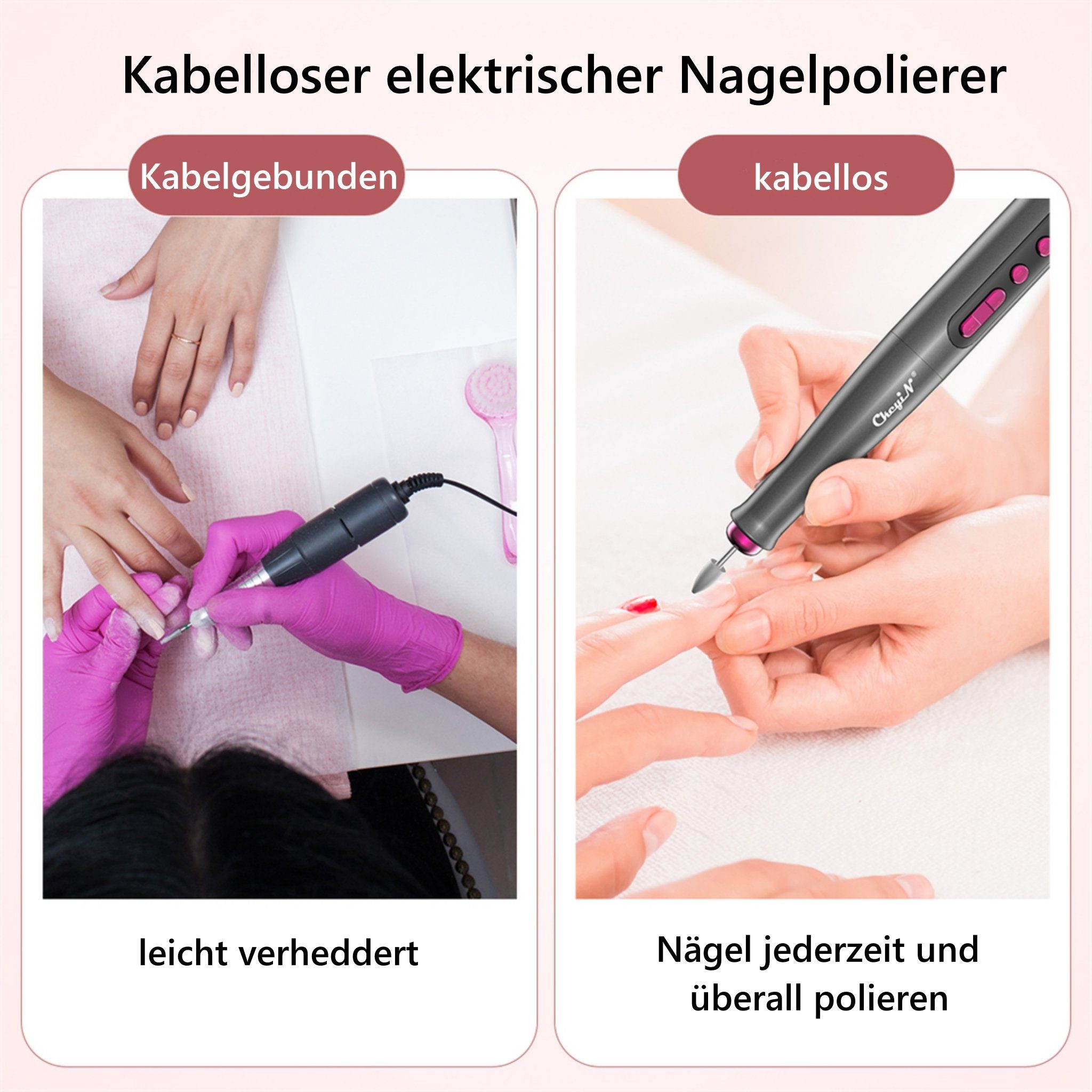 CkeyiN Maniküre-Pediküre-Set 12 In 1 Professionell Elektrische Nagelfräser, 20.000 U/min, 5 Geschwindigkeiten, Digitalanzeige
