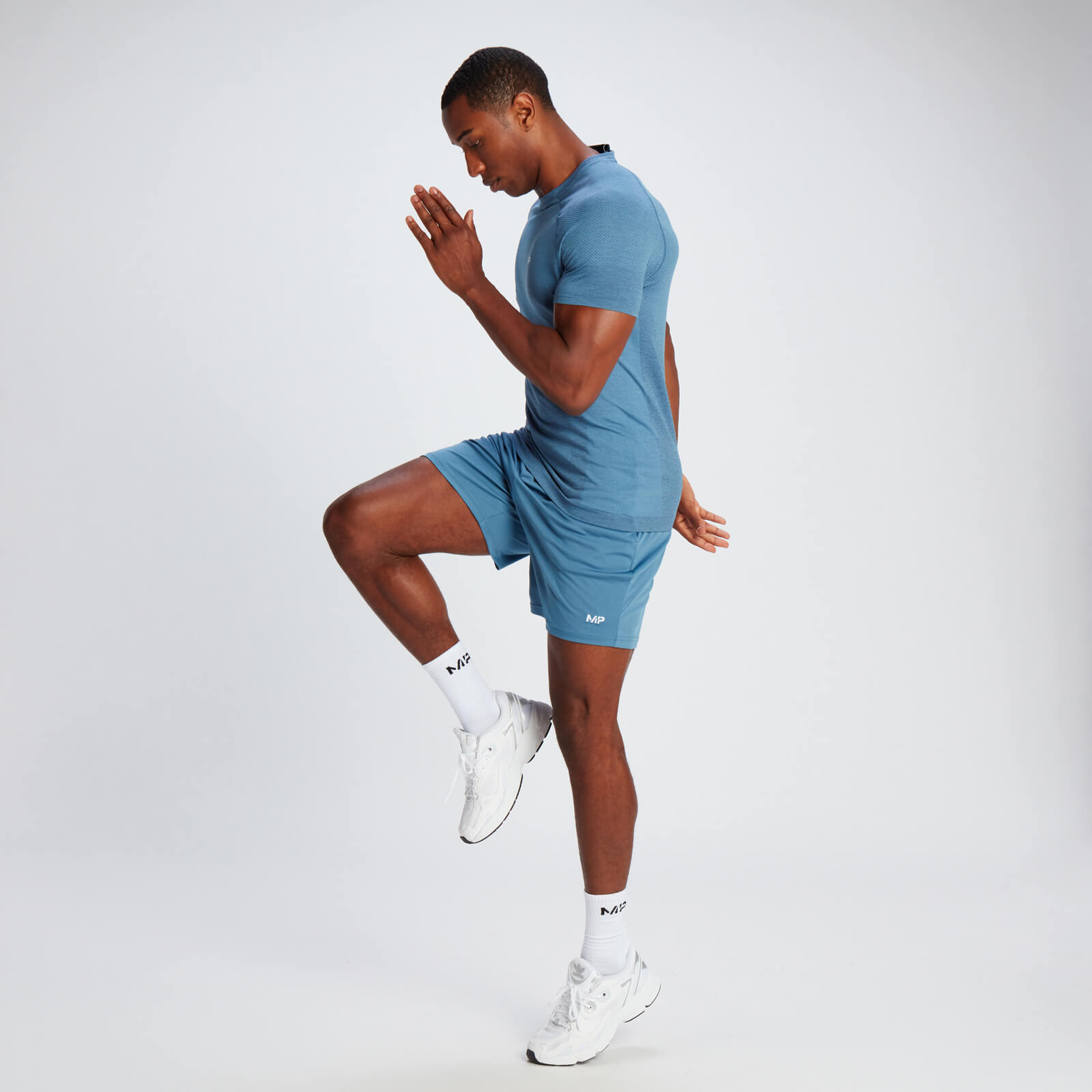 T-shirt sans coutures à manches courtes MP pour hommes – Bleu anthracite