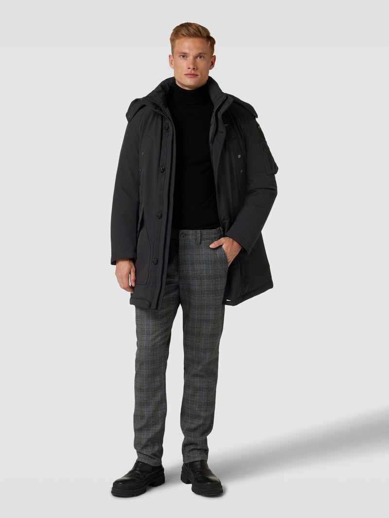Parka mit abnehmbarer Kapuze in schwarz