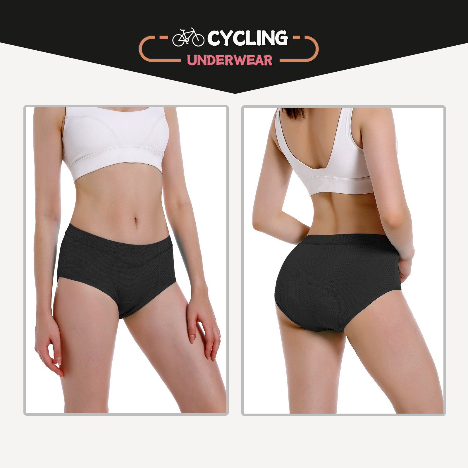 MEETYOO Fahrradhose Damen Radunterhose Fahrradhose mit 4D Gel Gepolstert (Fahrrad Unterwäsche Radlerhose, Fahrradunterwäsche) Atmungsaktiv, Schnelltrocknend, Fahrradunterhose