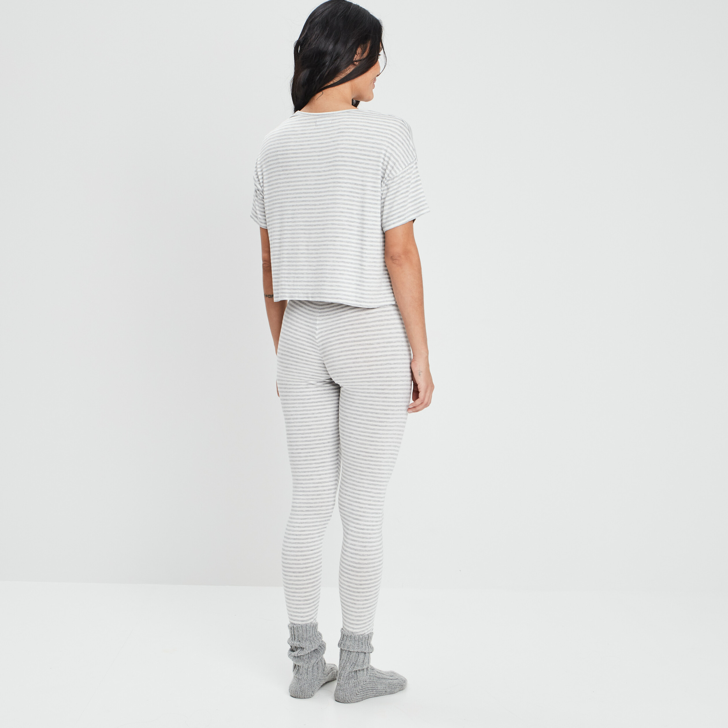 Ensemble pyjama 2 pièces gris clair femme | La Halle