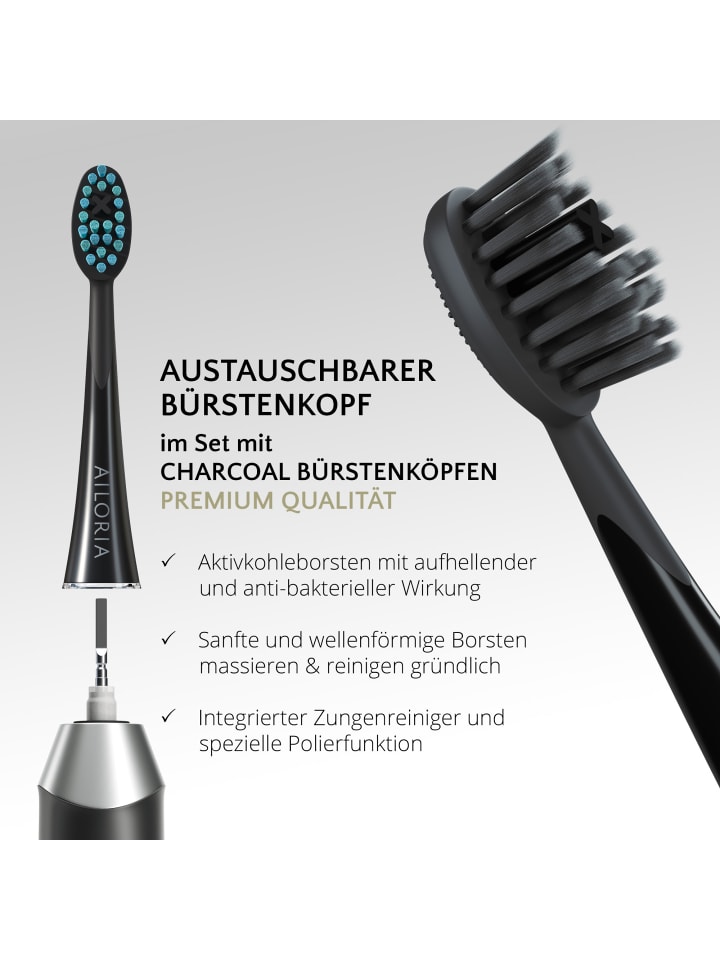 Ailoria SHINE BRIGHT SET USB-Schallzahnbürste in schwarz günstig kaufen onesize