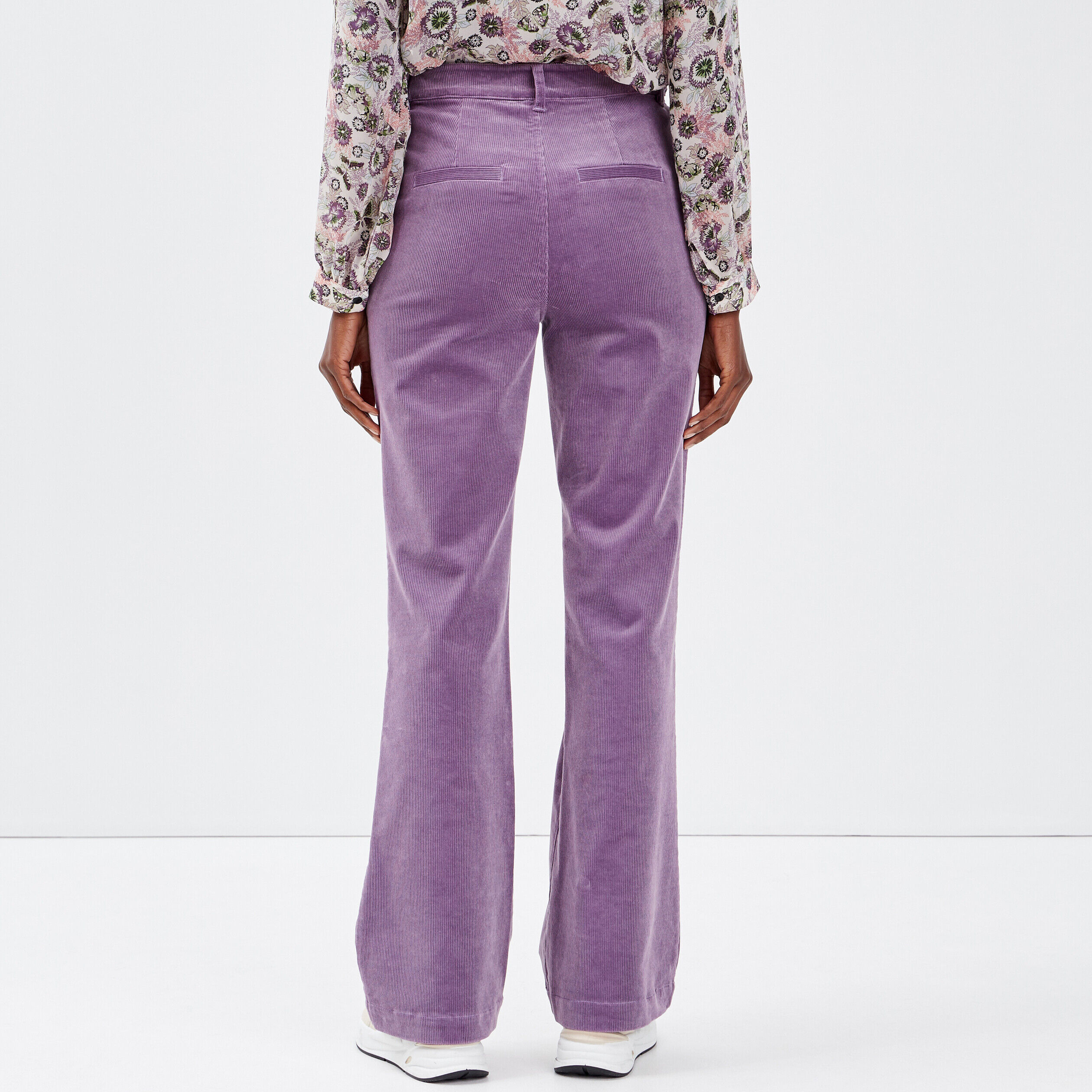 Pantalon flare velours côtelé violet femme | Cache Cache