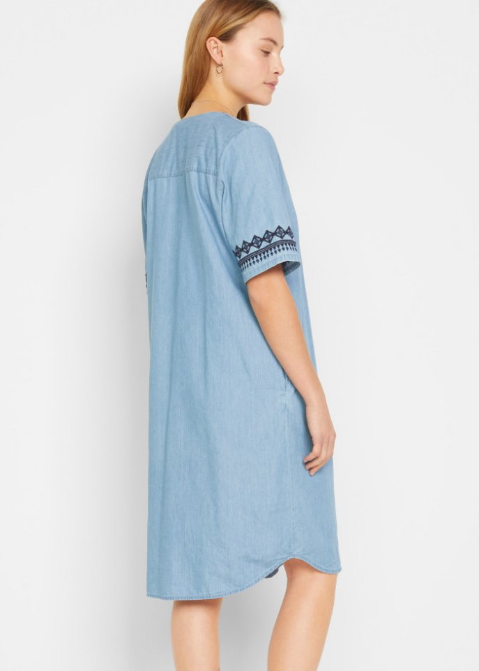 Jeans Tunika-Kleid mit Stickerei