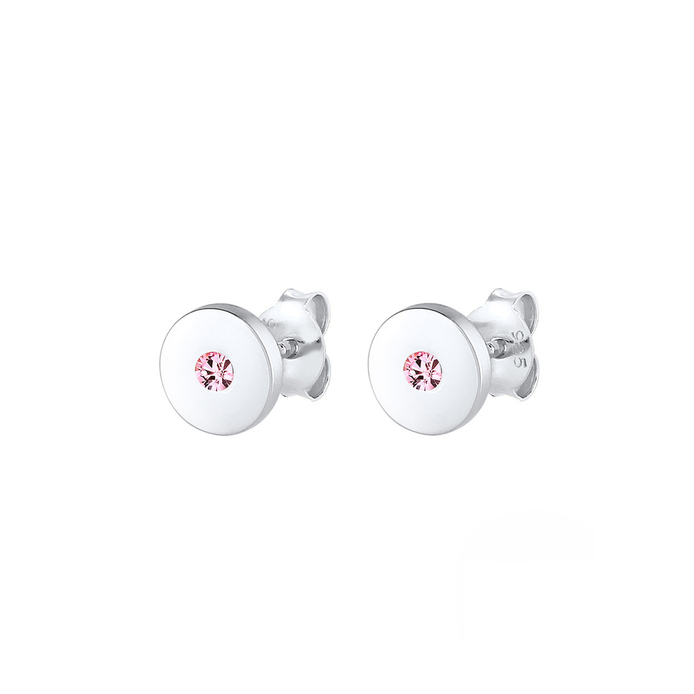 Elli Elli Boucles d'Oreilles Cercle d'enfants rose avec cristaux en argent 925 Boucles d'oreilles