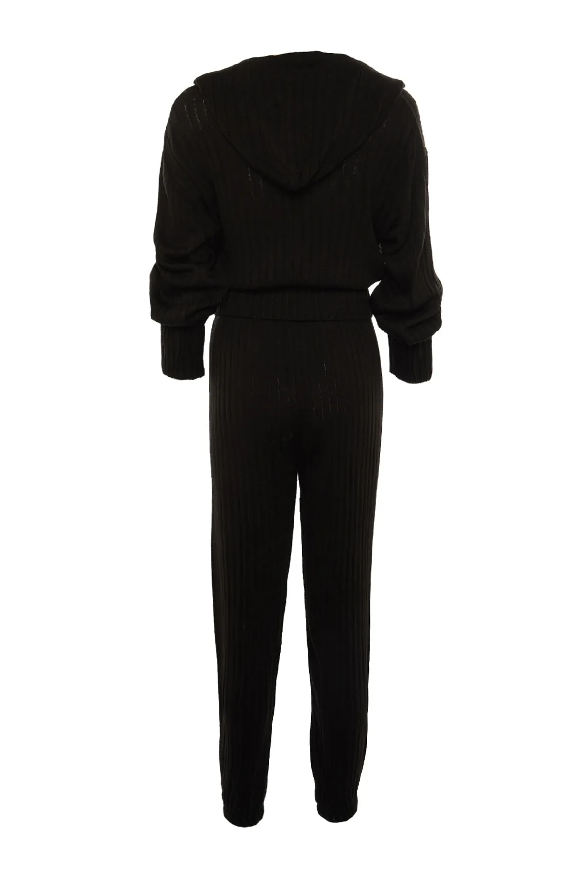 Trendyol Collection  Schwarzes Strickoberteil und -unterteil mit Kapuze TWOAW22AU0044