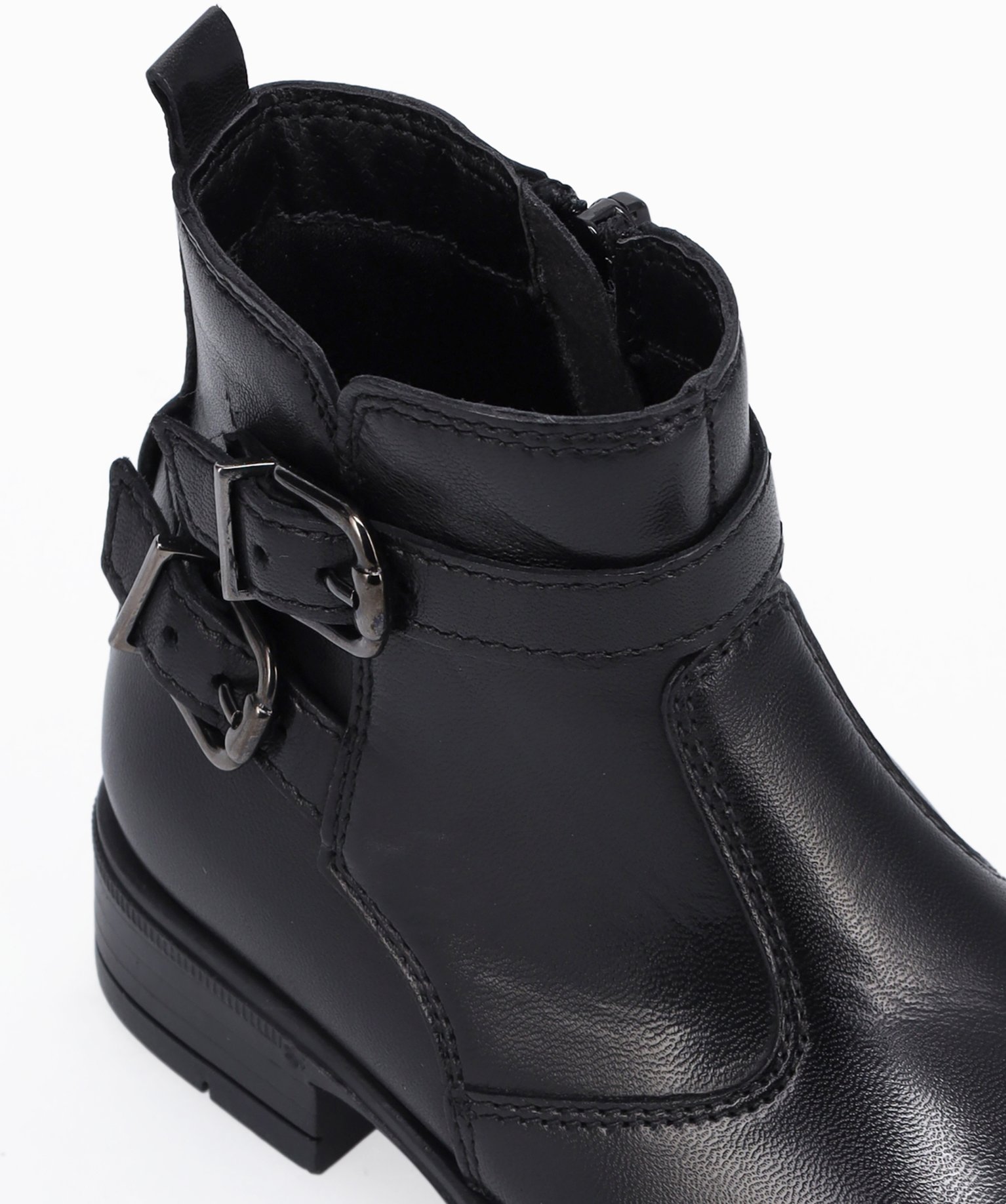 Boots fille unies style cavalière dessus cuir - Tanéo noir | GEMO