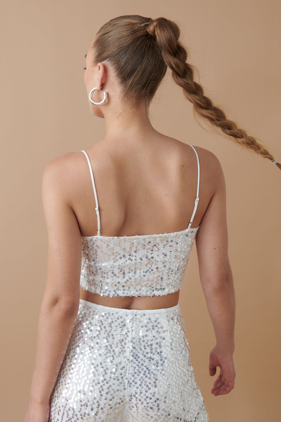 Shimmer cropped sequin top