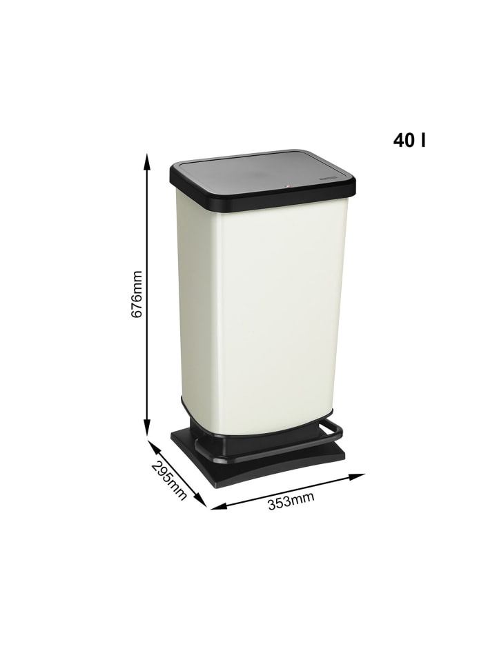 Rotho Paso Mülleimer 40l mit Pedal und Deckel in Cremeweiß metallic günstig kaufen onesize