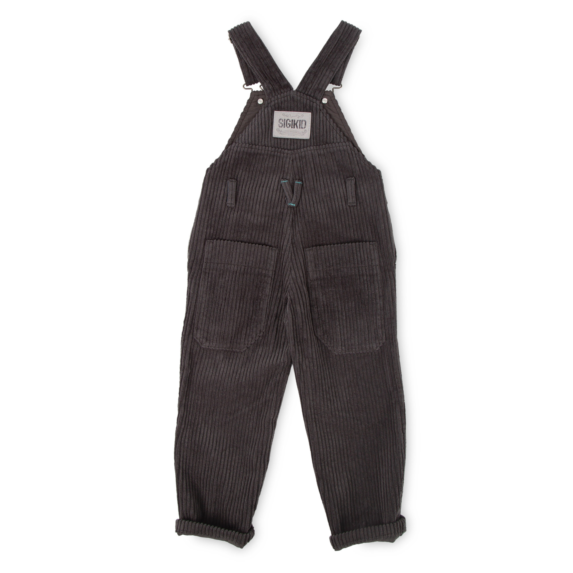 Dunkelgraue Kinder Latz-Cordhose