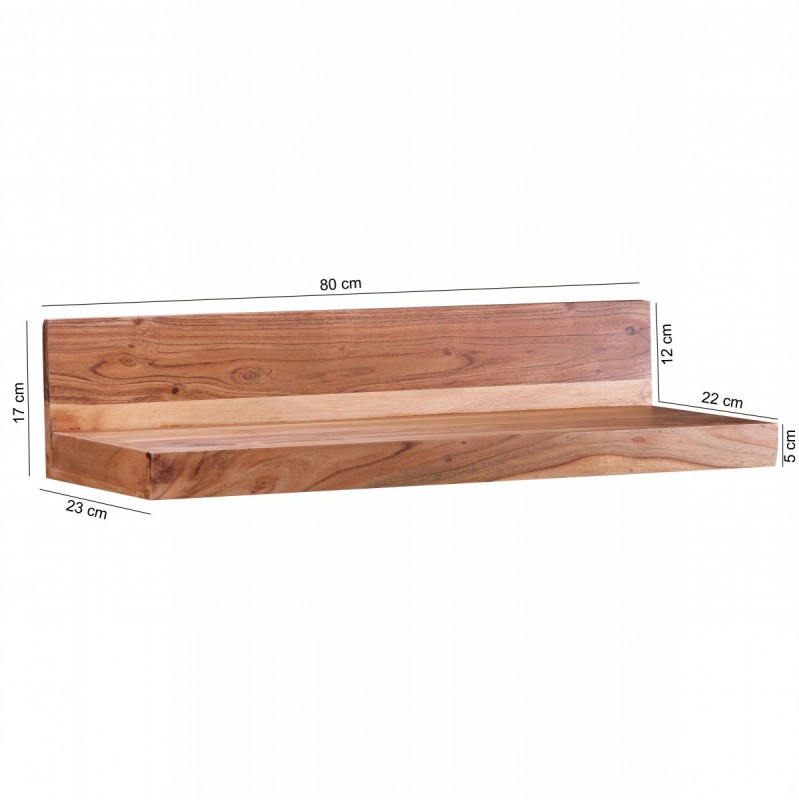 Wohnling Massivholz Wandregal 80 cm Akazie