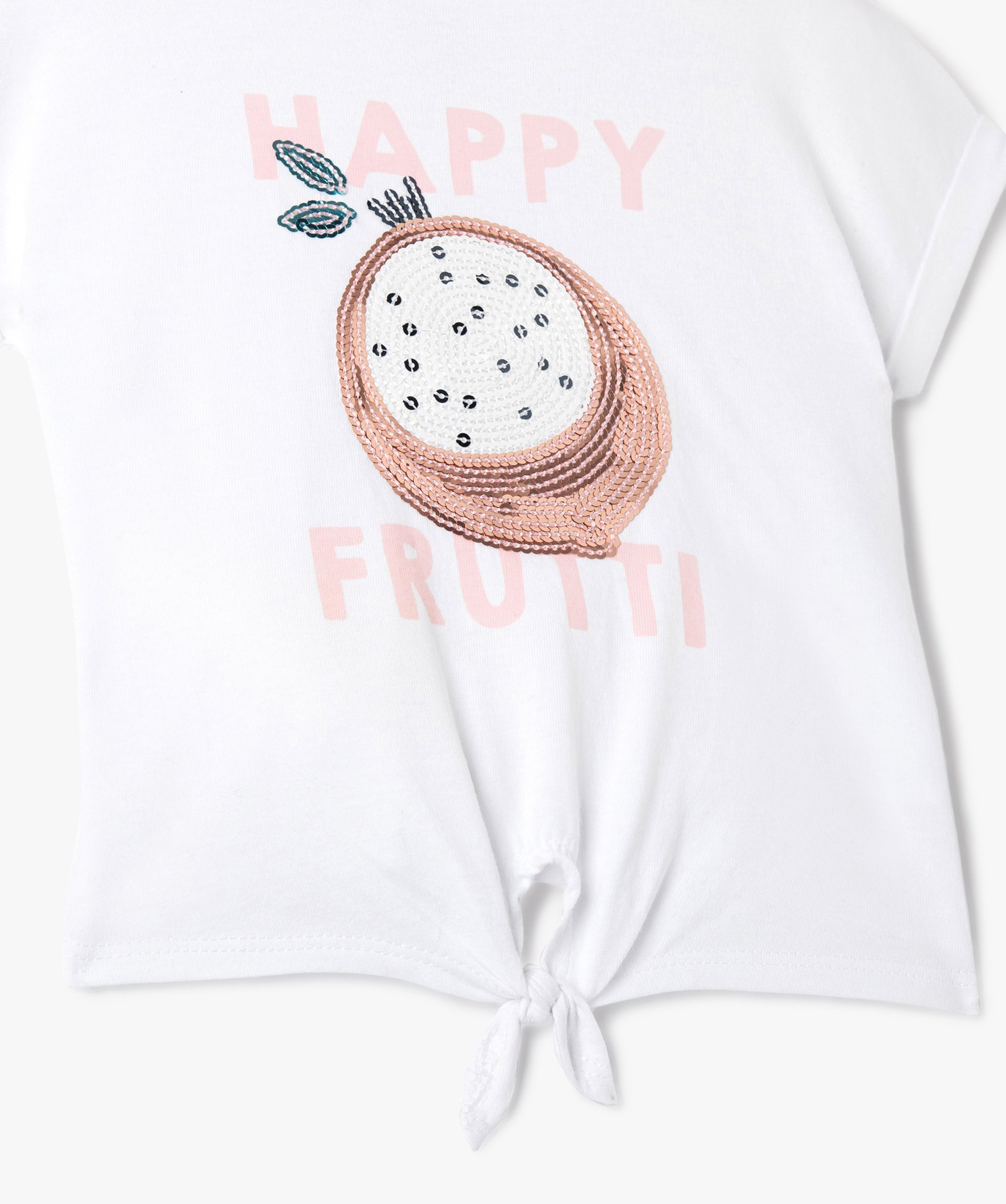 Tee-shirt bébé fille loose à manches courtes et motif bri... blanc | GEMO