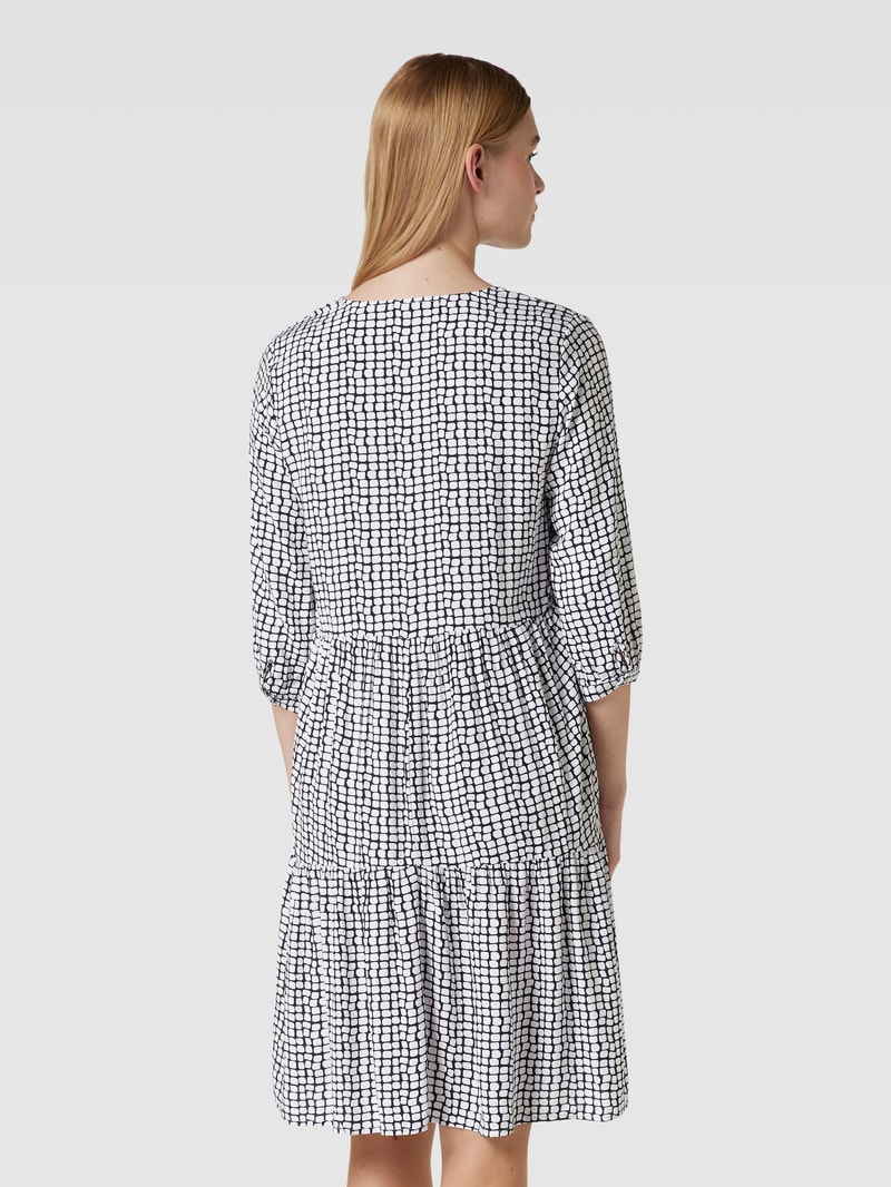 Midikleid aus Viskose mit Allover-Muster in dunkelblau