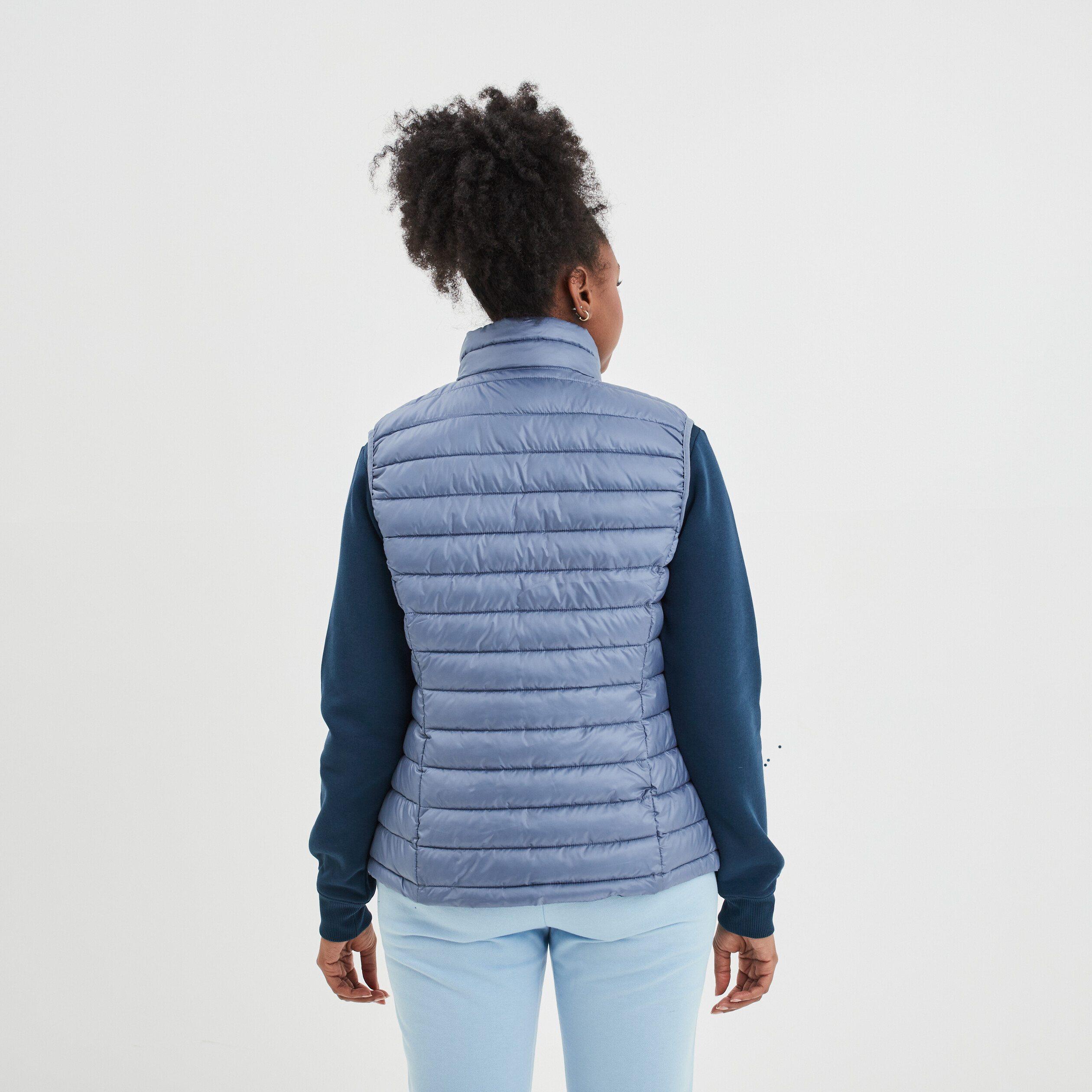 Doudoune légère droite sans manches bleu gris femme | La Halle