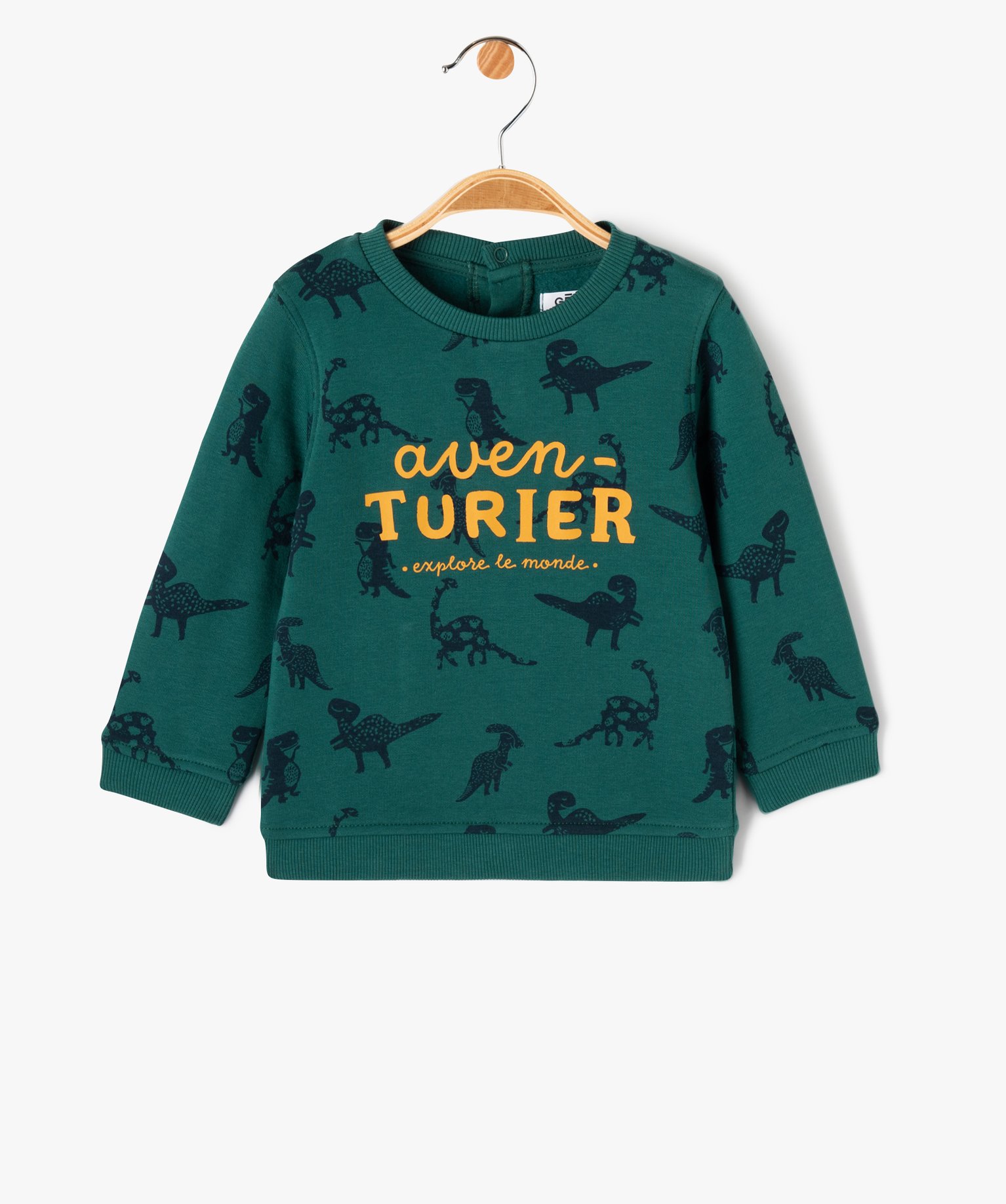 Sweat en molleton doux avec motifs bébé Garçon vert | GEMO