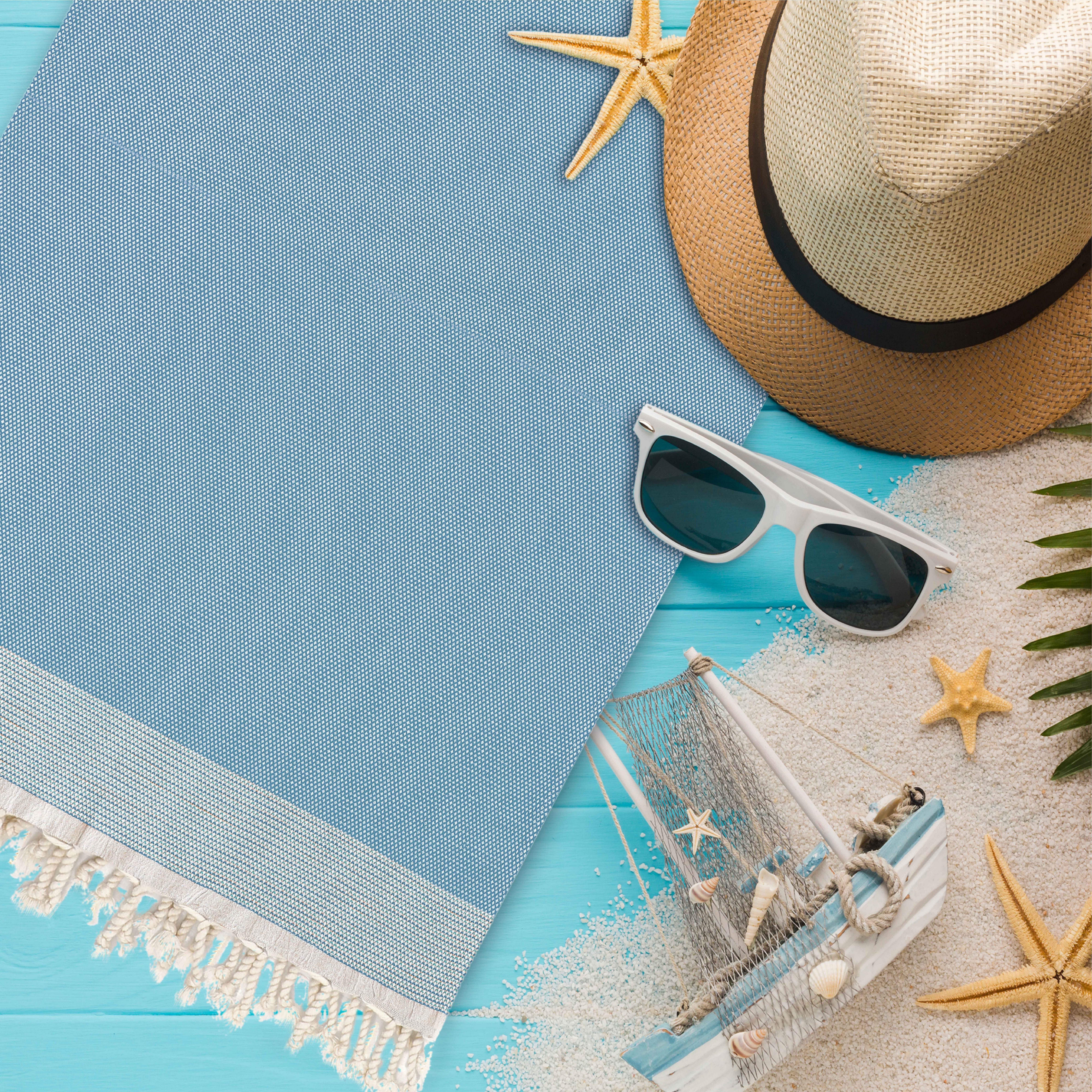 Turquoise Home Strandtuch Breeza XXL Strandtucher 100 x 200 cm 100% Baumwolle Saunahandtuch, (2-St)
