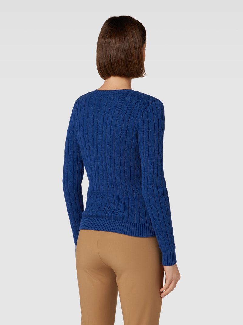 Strickpullover mit gerippten Abschlüssen in royalblau