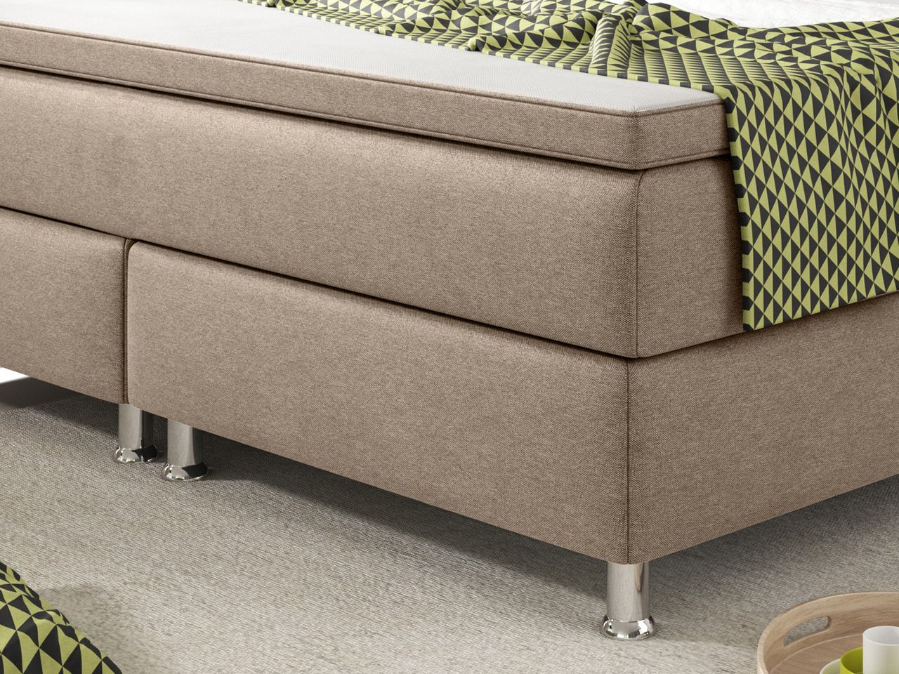 IHG Boxspringbett Köln 180x200 Webstoff Muddy