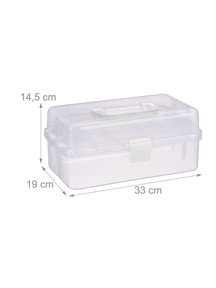 relaxdays Aufbewahrungsbox in Transparent/ Weiß - (B)33 x (H)14,5 x(T)19 cm günstig kaufen onesize