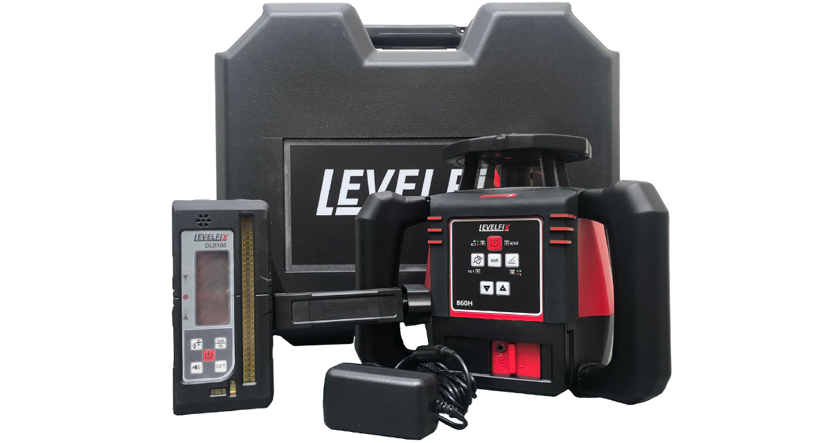 Levelfix 554810 860H Horizontaler roter Baulaser mit halbautomatischer Neigungseinstellung auf der x- und y-Achse