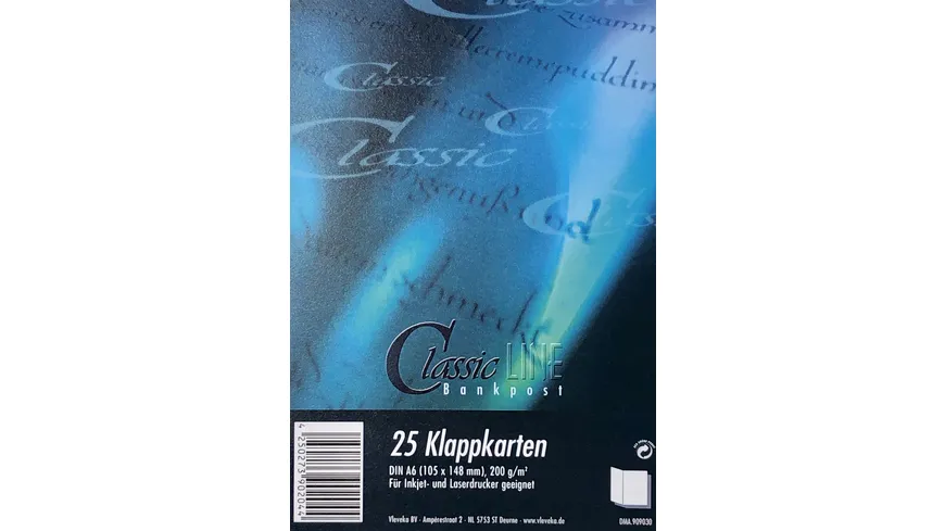 ClassicLINE Doppelkarten A6 DL Bankpost weiss 25 StÃ¼ck