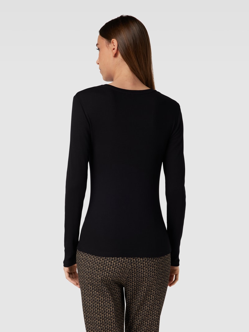 Longsleeve mit Feinripp Modell 'ROMA' in schwarz