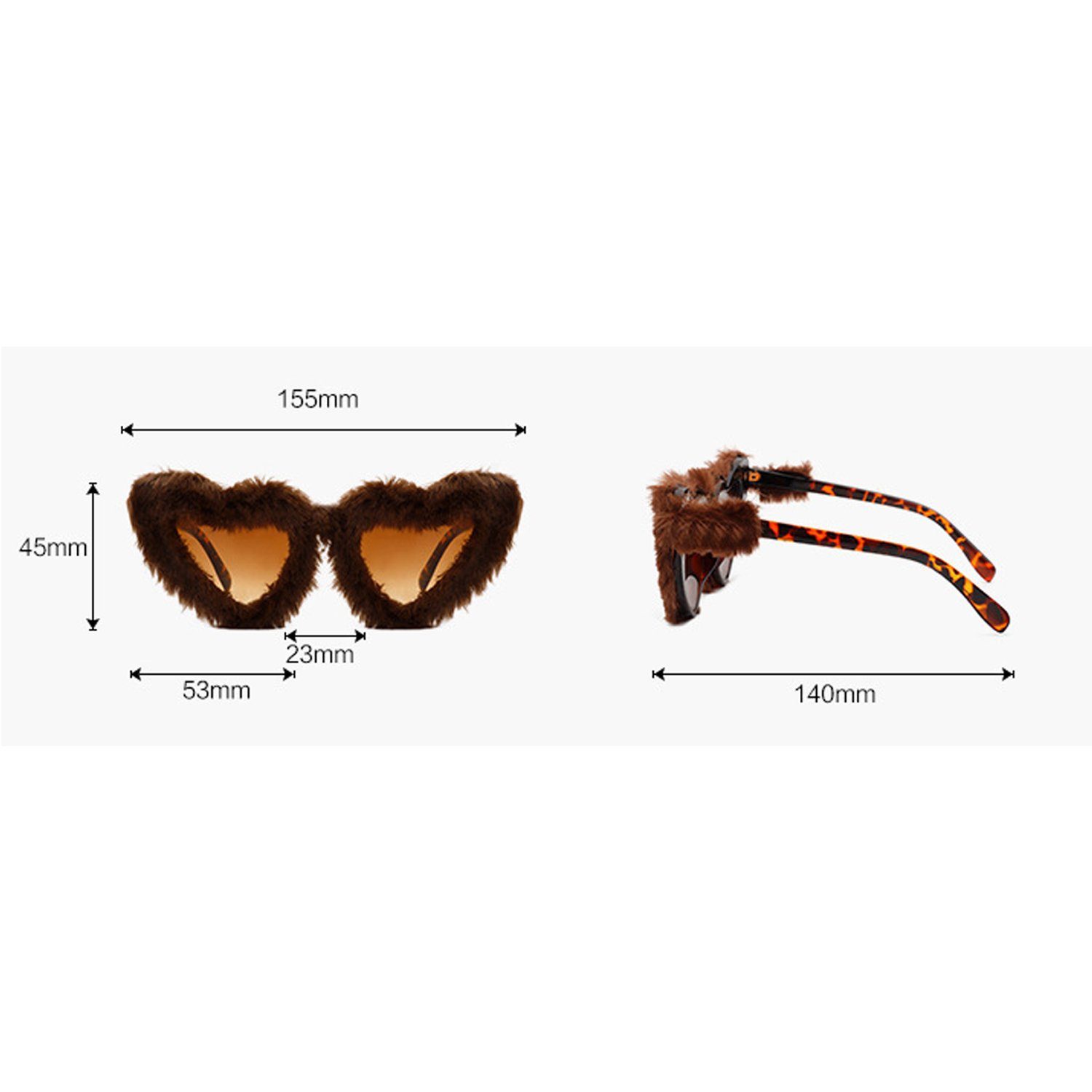 FYLA Sonnenbrille Sonnenbrillen Lustige herzförmige Plüschsonnenbrille (2-St)